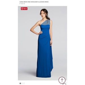 David’s Bridal One Shoulder Illusion Mesh Dress